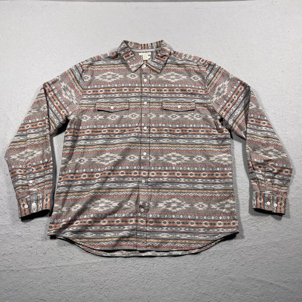 Carbon 2 Cobalt Button Down Men Large Southwestern Print Grey Casual Aztec Print